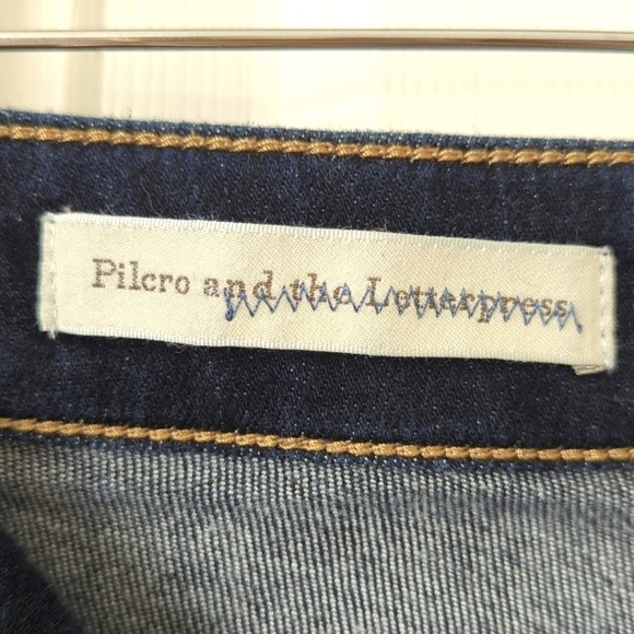 Pilcro Stet Twisted Seam Mid Rise Dark Wash Buttoned Ankle Crop Skinny Jeans 27 - Picture 8 of 16